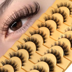 Ore-Cils Oeil De Chat Faux Cils De Vison Extrémité Ailée Oeil Cils Allongés Faux Cils Extension De Cils Longs Naturels-10 Pairs-X02- - Neuf
