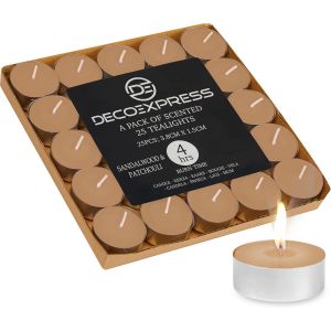 Lot De Bougies Chauffe Plat De 200, 100, 50, 25 Ou 24, Bougie Longue Durée De Combustion 4, 8 Ou 10 Heures (Santal & Patchouli 25/4 Heures) - Neuf