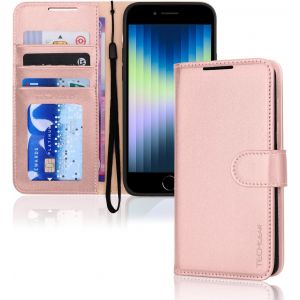 iPhone SE 2022 5G/2020 Leather Wallet Case for iPhone 8/7/6, Card Holder & Hand Strap - Pink PU Leather Magnetic Closure for iPhone SE 3/SE 2/iPhone 8 7 6 6S 4.7 inch - Neuf