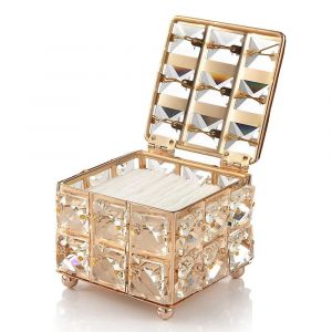 Petite bo&icirc;te de rangement cosm&eacute;tique en cristal avec couvercle pour maquillage et accessoires - Neuf
