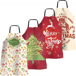 Loranka-4 Pi&egrave;ces Tabliers De No&euml;l Dr&ocirc;les Pour Femmes Et Hommes Tabliers De Cuisine R&eacute;glables Imperm&eacute;ables Pour La Cuisine, La P&acirc;tisserie, Le Barbecue, Les F&ecirc;tes De No&euml;l, Cadeau De No&euml;l - Neuf