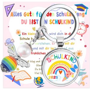 Cadeau de rentrée des classes-Porte-clés ange gardien pour écolier-Remplissage de rentrée scolaire-Porte-bonheur avec carte de v?ux-Boîte cadeau - Neuf
