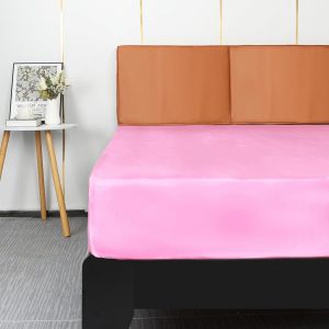 Drap Housse Satin 150x200cm, Pour Matelas Jusqu'à 35 Cm, Drap De Lit En Satin De Soie Polyester Lisse Respirant, Rose Sakura - Neuf