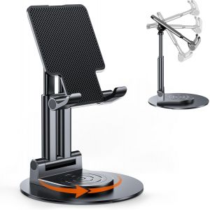 Kal-Support Telephone Burea, Porte Telephone Avec Rotatif &Agrave; 360&deg; Support Smartphone Portable Phone Holder Pour Iphone Samsung Huawei, Smartphones, Ipad Mini, Kindle Et Plus Encore (Noir) - Neuf