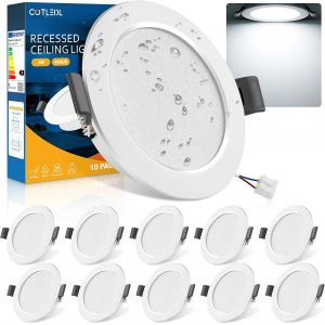 Lot De 10 Spots Led Encastrables, 5W Spots De Plafond Blanc Froid 6000K 450Lm, Ip44 Spot Salle De Bain Ultramince 25 Mm, Spots Encastr&eacute;s Trou &Oslash;68-80Mm, 220V-240V, Pour Cuisine, Salon, Chambre - Neuf