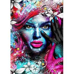Ayuhr-/30x40cm 5d Diamond Painting Femme Bleu Fluo, Kit De Peinture Diamant Madame Complet, Diy Tableau Diamant Gothique, Diamant Arts Craft Canevas Artisanat Maison Décoration Murale Decor - Neuf