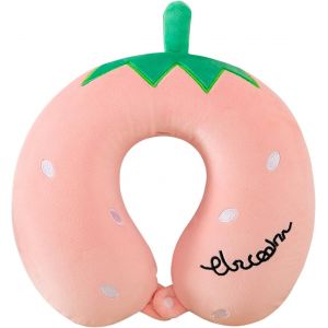 Trahoo-Coussin Voyage Enfant, Oreiller De Voyage Portable, U Coussin De Voyage, Oreiller De Voyage Enfant, Oreiller Cervical Pour Enfants, Coussin De Nuque, Pour Voiture Avion Bureau Maison (Fraises) - Neuf