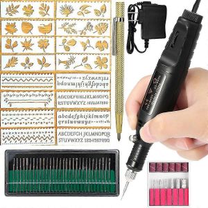 Stylo Graveur Électrique,Kit D'outils De Gravure Pour Métal Verre Pierres Céramique Plastique Bois Bijoux Avec P - Neuf