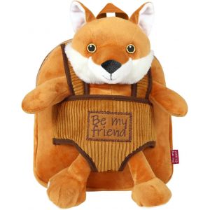 Petit Sac à Dos Peluche pour Enfant Garçon Fille 3 4 5 Ans-Mini Cartable de Voyage Réversible et Animal Amovible pour École Maternelle-Jouet Doux et Sacoche pour Tout Petits-22x25x3 cm - Neuf