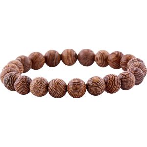 Kal-Bracelet De Perles En Bois Pour Homme Et Femme - Bracelet De Gladiateur - Casque En Bois - Hamsa - Tête De Mort - Haltère - Bracelet De Fitness - Bracelet De Surfeur Étanche - Neuf