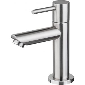 JEXNOVASHOP-M18103 Mitigeur de lavabo &agrave; eau froide, mitigeur monocommande pour lavabo ext&eacute;rieur, WC invit&eacute;s, acier inoxydable, gris - Neuf