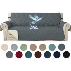 Ulteronixshop-Impermeable Housse Canap&eacute; 3 Places, Housse De Canap&eacute; avec Accoudoirs, Universelle Protege Canape, R&eacute;pulsif Liquide, Antid&eacute;rapante &Eacute;paissi, Protection Griffures, Gris Fonc&eacute; - Neuf