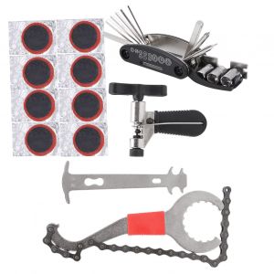 Kit D'outils Pour Chaine De Velo, Outil Multifonction De Reparation De Velo, Coupe-Chaine, Verificateur De Reparation De Pneus, Patch - Neuf