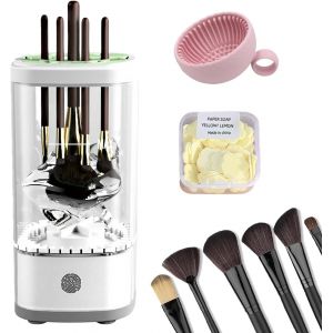 Nettoyeur De Pinceaux De Maquillage Électrique Usb - Avec Tampons De Nettoyage En Silicone Et Pastilles De Savon - Nettoyant Pour Pinceaux De Maquillage De Toutes Tailles - Neuf