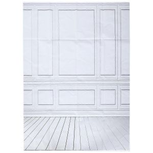 3x5ft Vinyle Photographie Arrière-plans Blanc Brique Mur Plancher de bois Fond de mariage pour studio photo - Neuf