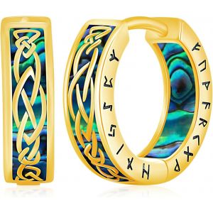 Boucles D'oreilles Viking Rune Pour Hommes Femmes En Argent Sterling 925 Noir Boucles D'oreilles Cr&eacute;oles Viking Nordiques Style Punk Boucles D'oreilles Piercing Bo&icirc;te Cadeau Pour Hommes Mari - Neuf