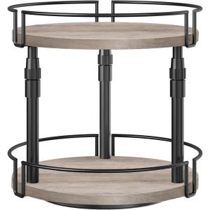 TIANYI-&Eacute;tag&egrave;re &agrave; &Eacute;pices &agrave; 2 Niveaux, Porte-&eacute;pices Rotatif R&eacute;glable en Hauteur, &Eacute;tag&egrave;re Rangement Tournant Placard, Plan de Travail Cuisine, Placard, Table Salle &agrave; Manger, Gris EBG05TL01 - Neuf