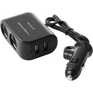 R&eacute;partiteur Allume-Cigare De Voiture Avec 2 Prises, Adaptateur D'Alimentation Double Usb 12 V/24 V, Chargeur De Prise Multiprise Pour Enregistreurs De V&eacute;hicules, Cam&eacute;ras, Cam&eacute;ras Embarqu&eacute;es - Neuf