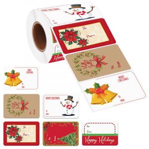 Joyeux No&euml;l Rectangle Autocollant, Cadeau De No&euml;l Autocollant D&eacute;coratif &Eacute;tiquette De L'Emballage - Neuf