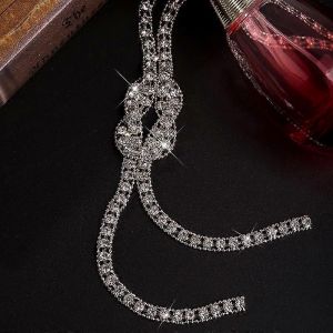 Noeud De Cristal Pendentif Long Collier Pour Femme Pull Chaîne Déclaration Collier Ras De Cou Réglable - Neuf