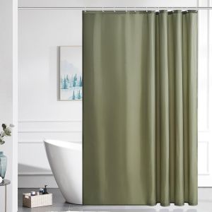 Rideau de Douche Tissu Anti Moisissure Lavable en Machine Textile Vert Sauge Imperméable Rideaux de Bain Long pour Baignoire ou Salle de Bain avec 12 Anneaux 180x210cm. - Neuf