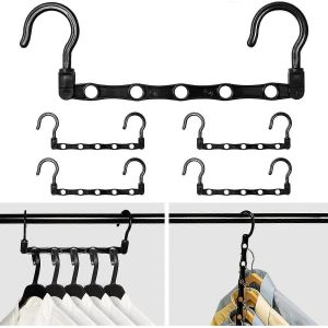 Cintres peu encombrants,Pack de 5 organisateur de cintre portable multifonctionnel,cintre de porte-pantalons,cintre pliant anti-dérapant rotatif,armoire en plastique M - Neuf