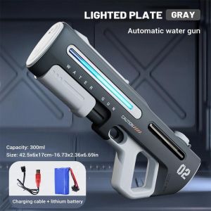 Pistolet À Eau Électrique Pistolet À Eau À Impulsion Auto-Intégré Automatique Absorbant L'eau Éclairage De Grande Capacité Pistolet À Eau Pour Enfants Jouets--Gray With Light - Neuf