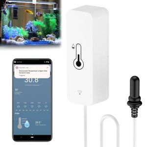 Thermom&egrave;tre hygrom&egrave;tre intelligent WiFi avec sonde de temp&eacute;rature et d'humidit&eacute; avec application de surveillance &agrave; distance int&eacute;rieure et ext&eacute;rieure pour serre, aquarium, r&eacute;frig&eacute;rateur, reptiles Terra - Neuf
