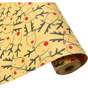 Rouleau de papier d'emballage cadeau 43 cm x 15 m, papier kraft étoile bleue recyclable pour Noël, anniversaire, Halloween, décoration de fête de mariage - Neuf