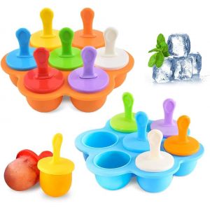 Eryi-Moule À Glace, 2 Pcs Mini Moule À Glace En Silicone Sans Bpa Popsicle Moules Diy Réutilisable En 14 Tige En Plastique Colorés Pour Popsicles Crèmes Glacées Sorbets Nourriture Pour Bébé - Neuf