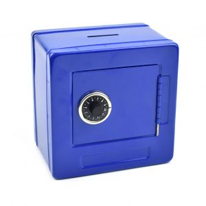 Tirelire En Fer Robuste De Grande Capacite Avec Bouton Et Mot De Passe Pour Enfants, Bleu - Neuf