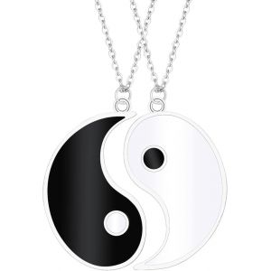 2 Colliers Assortis En Argent Yin Yang Pour Couples Bff, Collier D'amitié Pour Femmes Et Hommes, Cadeau Pour Anniversaire De Mariage Ou Saint-Valentin - Neuf