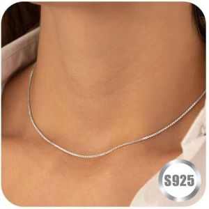 Kal-Collier Argent 925 Femme Fille Chaine Argent Colliers Sans Pendentif Bijoux Colliers Personnalisé Cadeau Anniversaire Femme Enfants Homme Longueur 40cm-60cm - Neuf