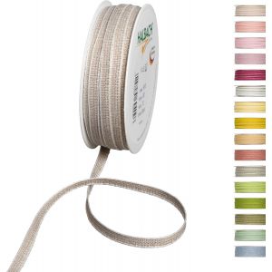 Kal-Ruban D&eacute;coratif Avec Bords En Lin - Largeur : 7 Mm - Longueur : 30 M - Ruban Cadeau &Agrave; D&eacute;corer Ou &Agrave; Faire Soi-M&ecirc;me - Couleur : Lin/Blanc - Neuf