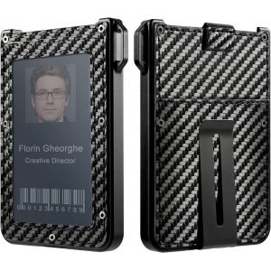 Portefeuille Homme, Porte-Cartes Mince En Aluminium Métal Avec 1-Id Support Avec Fenêtre Transparente, Protection Rfid, Contient 11 Cartes Avec Clip Cash. - Neuf