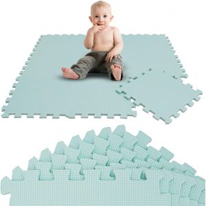 9 Pièces Tapis De Sol Bébé Dès Le Premier Mois - 30x30 Cm Dalles En Mousse Eva - Surface De Jeu Douce Pour L'éveil - Carrés Puzzle Antidérapants - Revêtement Pour La Chambre Des Petits - Neuf