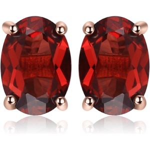 Kal-Magnifique Boucles D'oreilles Naturelle Am&eacute;thyste P&eacute;ridot Grenat Citrine Topaze En Forme Ovale Pour Femme, Argent/Plaqu&eacute; Or Rose/Or Jaune, Clous D'oreille Fille, Ensemble Bijoux Cadeau - Neuf