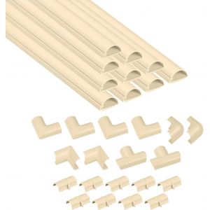 Kits de Goulottes,Cachez et Protégez les Câbles Facilement,Goulotte Décorative,Crème-10 x 40cm Longueurs (4 mètres)-30x15mm - Neuf