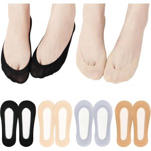 Tianyi-Chaussettes Invisibles Femme, 4 Paires Antidérapant Respirant Pour Talons Hauts, De Bateau, Baskets, Chaussures Lefo - 35-38 - Neuf
