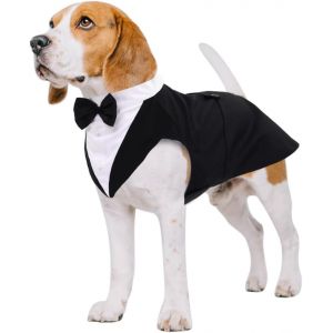Jgd-Costume De Smoking Pour Chien De Petite Et Moyenne Taille, Chemise Pour Chiot Avec N?ud Papillon Noir Amovible, Chien Costume Formel Pour F&ecirc;te De Mariage Festival - Neuf