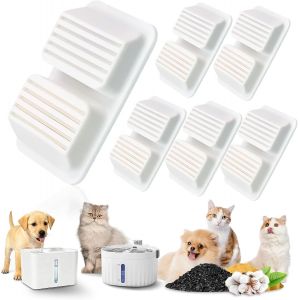 Kalanka-Blanche Fontaine A Eau Chat 6 Pieces, Fontain &Agrave; Eau Filtre Lavec R&eacute;sine Activ&eacute;e Au Carbone, Filtres De Rechange Pour Fontaines &Agrave; Eau Filtre, Filtration Multiple Pour Animaux De Compagnie - Neuf