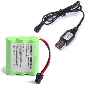 KAL-2400Mah 3,6V Batterie Pour Rc Voiture Jouet Avion Robot Électrique Truck Camion Télécommandée Radiocommande Rechargeable Ni-Mh Aa Piles Accu Avec Câble De Charge (Sm-2P) - Neuf