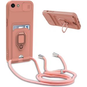Mdy-Coque Avec Cordon Pour Huawei Y5 2018 /Honor 7s,Collier Pour Étui Colliers De Cellulaire Réglable Corde Silicone Souple Case,Protection De La Caméra,Support,Porte Cartes - Pink - Neuf