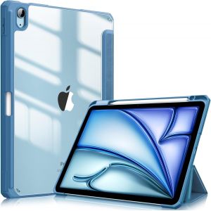 Coque Pour Ipad Air 11 Pouces M3/M2 (2025/2024), Ipad Air 5/4 10.9 Pouces (2022/2020) - [Rangement De Stylet] Housse Transparente Claire Etui Antichoc Veille/R&eacute;veil Auto, Bleu Brumeux - Neuf