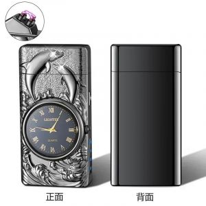 (Rouge) Briquet électrique USB à 2025led, Dragon en relief et montre, affichage de puissance sans flamme au Plasma, briquet à double Arc, cadeau créatif pour hommes - Neuf