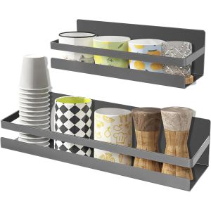 Cmwx-Etag&egrave;re Cuisine Magn&eacute;tique, 2 Pi&egrave;ces &Eacute;tag&egrave;re &Agrave; &Eacute;pices Aimant&eacute;e, &Eacute;tag&egrave;re Magn&eacute;tique Pour R&eacute;frig&eacute;rateur, Etagere A Epices Murale Pour R&eacute;frig&eacute;rateur Et Surfaces M&eacute;talliques U2013 Gris - Neuf