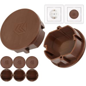 Cache-prise, 8 pi&egrave;ces, en brun, protection de prise contre la poussi&egrave;re, les &eacute;claboussures, pour prise SchuKo type F, couvercle pour bloc multiprise, multiprise, enrouleur de c&acirc;ble, cuisine, atelier - Neuf