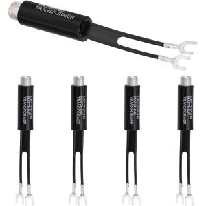 75 Ohm F-Type &agrave; 300 Ohm Antenne Balun UHF/VHF/FM C&acirc;ble Double Correspondant Transformateur Convertisseur Connecteur Adaptateur Coaxial, Paquet de 5 - Neuf