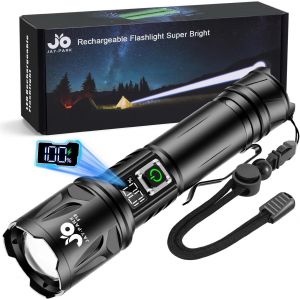Lampe Torche Led Ultra Puissante 1000000 Lumens, Rechargeable 5000mah, Zoom Puissant 3000m, Ip67 &Eacute;tanche, 5 Modes Pour Camping, Randonn&eacute;e, Urgence, Chien - Neuf
