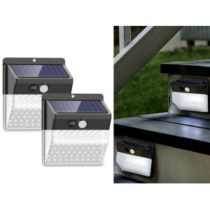 Lampes de s&eacute;curit&eacute; ext&eacute;rieures &agrave; LED avec d&eacute;tecteur de mouvement solaire - Lot de 2 - 3 modes - Neuf